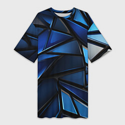Женская длинная футболка Синие объемные геометрические объекты