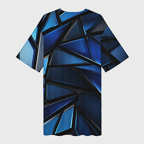 Женская длинная футболка Синие объемные геометрические объекты / 3D-принт – фото 2
