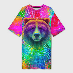 Женская длинная футболка Цветной медведь