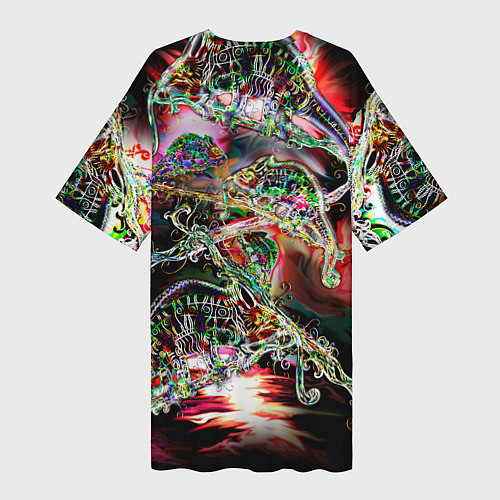 Женская длинная футболка Хамелеоновый рейв / 3D-принт – фото 2
