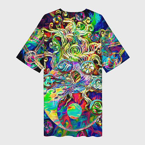 Женская длинная футболка Знаковые пузырьки / 3D-принт – фото 2