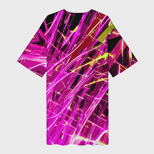 Женская длинная футболка Розовые энергетические линии / 3D-принт – фото 2