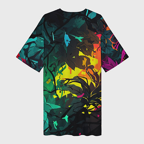 Женская длинная футболка GTA 6 logo абстрактные листья / 3D-принт – фото 2