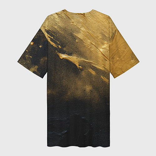 Женская длинная футболка Золотое напыление на черном / 3D-принт – фото 2