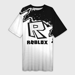 Женская длинная футболка Roblox краски белые