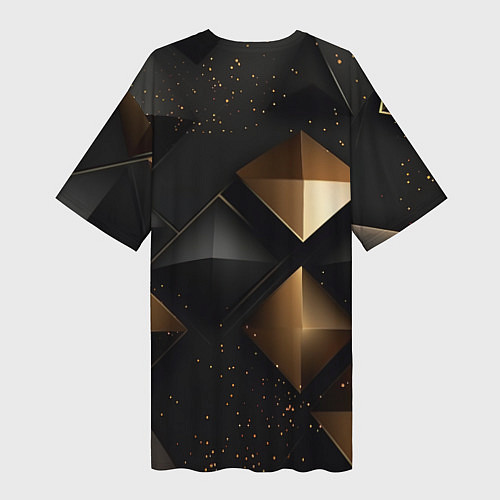 Женская длинная футболка Золотые и черные ромбики / 3D-принт – фото 2