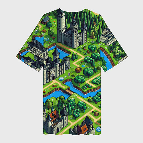 Женская длинная футболка Heroes of Might and Magic - pixel map / 3D-принт – фото 2