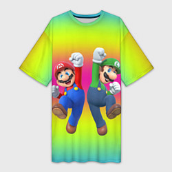 Женская длинная футболка Братья Марио
