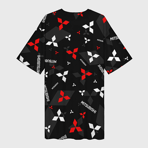 Женская длинная футболка Mitsubishi - logo pattern / 3D-принт – фото 2