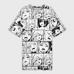 Женская длинная футболка Ahegao pattern