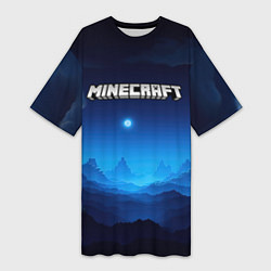 Футболка женская длинная Minecraft logo night, цвет: 3D-принт