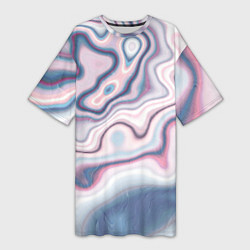Футболка женская длинная Мраморные разводы, цвет: 3D-принт