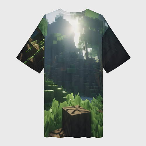 Женская длинная футболка Minecraft logo world / 3D-принт – фото 2