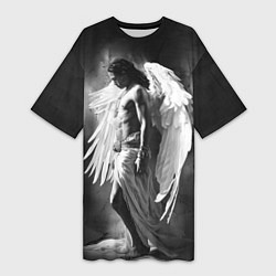 Женская длинная футболка Индеец белый ангел