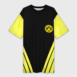 Женская длинная футболка Borussia geometry yellow