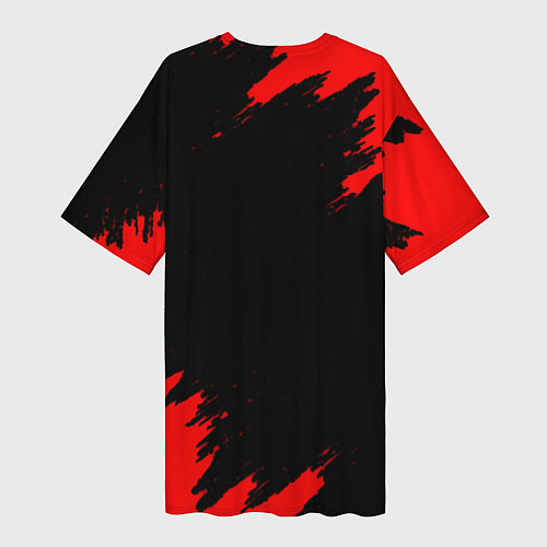 Женская длинная футболка Биомутант краски красные / 3D-принт – фото 2