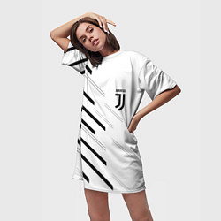 Футболка женская длинная Juventus sport geometry, цвет: 3D-принт — фото 2