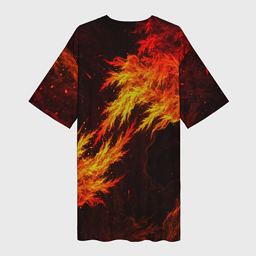 Женская длинная футболка Fire fox flame / 3D-принт – фото 2