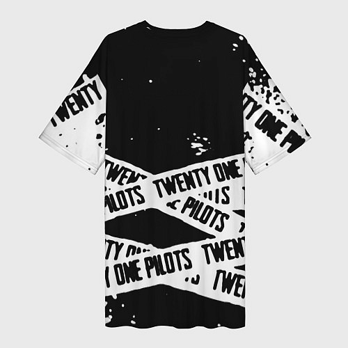 Женская длинная футболка Twenty one pilots stripes steel / 3D-принт – фото 2