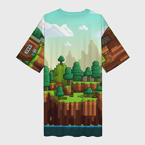 Женская длинная футболка Персонаж Minecraft девушка в пиксельном мире / 3D-принт – фото 2