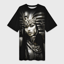 Футболка женская длинная Клеопатра египетская царица, цвет: 3D-принт