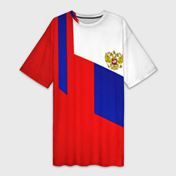 Женская длинная футболка Россия геометрия спортивная
