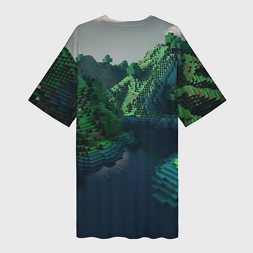 Женская длинная футболка Minecraft персонаж у костра / 3D-принт – фото 2