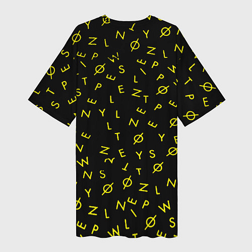 Женская длинная футболка Twenty one pilots pattern rock yellow / 3D-принт – фото 2