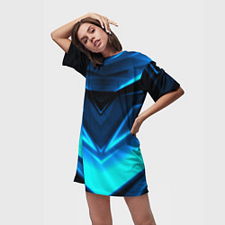 Футболка женская длинная Geometry stripes неон, цвет: 3D-принт — фото 2