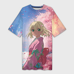 Футболка женская длинная Сиэми Морияма - Синий экзорцист, цвет: 3D-принт