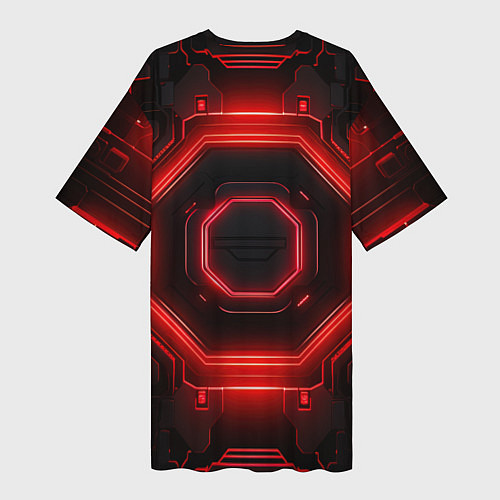 Женская длинная футболка Nvidia style black and red neon / 3D-принт – фото 2