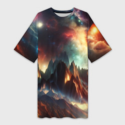 Женская длинная футболка Space landscape with mountains