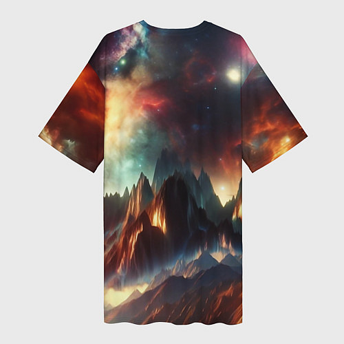 Женская длинная футболка Space landscape with mountains / 3D-принт – фото 2