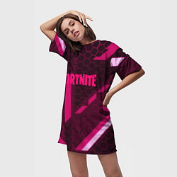 Футболка женская длинная Fortnite броня розовая эпик, цвет: 3D-принт — фото 2