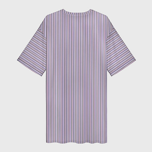 Женская длинная футболка Тонкие полосы сиреневый / 3D-принт – фото 2