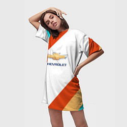 Футболка женская длинная Chevrolet line, цвет: 3D-принт — фото 2