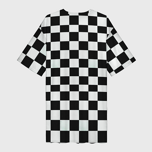 Женская длинная футболка Шахматный паттерн доска / 3D-принт – фото 2