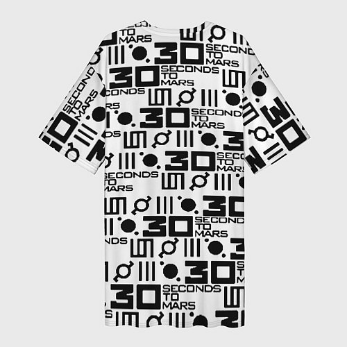 Женская длинная футболка Thirty Seconds to Mars pattern rock / 3D-принт – фото 2