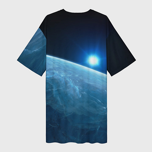 Женская длинная футболка Кроха капибара в космическом скафандре / 3D-принт – фото 2