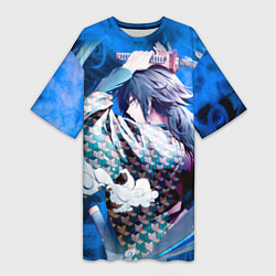 Женская длинная футболка Гию Томиока из Клинка рассекающего демонов