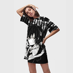 Футболка женская длинная Дазай Осаму из Бродячих псов, цвет: 3D-принт — фото 2