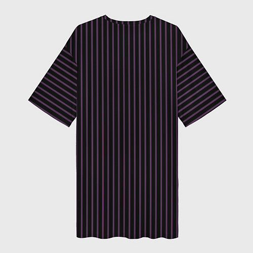 Женская длинная футболка Тёмный фиолетовый в полоску / 3D-принт – фото 2