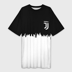 Футболка женская длинная Juventus белый огонь текстура, цвет: 3D-принт