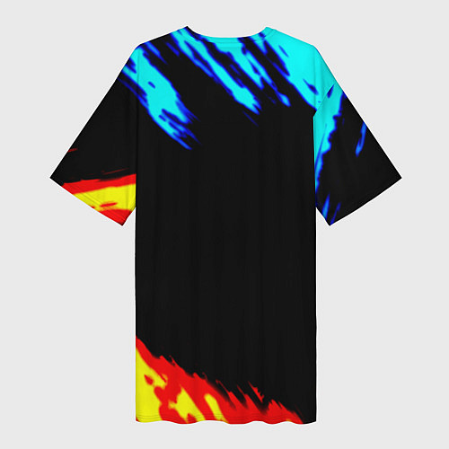 Женская длинная футболка PUBG краски огонь и лёд / 3D-принт – фото 2