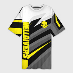 Футболка женская длинная Helldivers 2: Uniform Yellow x White, цвет: 3D-принт