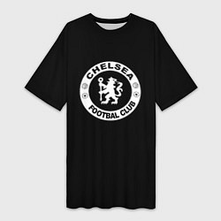 Женская длинная футболка Chelsea fc белое лого