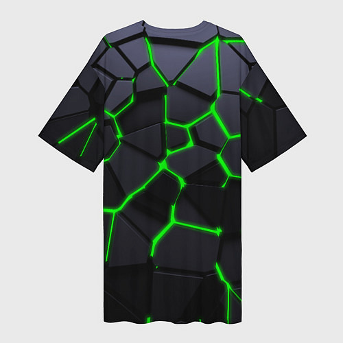 Женская длинная футболка Зеленые плиты киберпанк / 3D-принт – фото 2