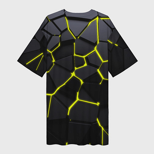 Женская длинная футболка Желтые плиты киберпанк / 3D-принт – фото 2