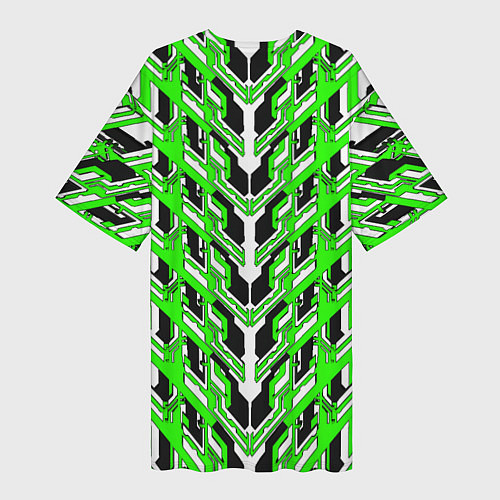 Женская длинная футболка Зелёная техно броня / 3D-принт – фото 2