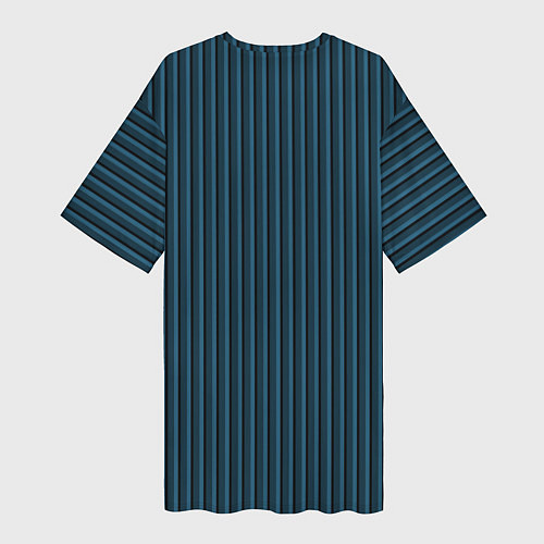 Женская длинная футболка Тёмно-бирюзовый в полоску / 3D-принт – фото 2